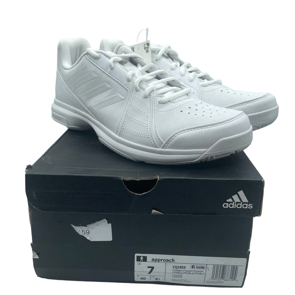 Adidas Approach Tennis Shoes No Mark Lace Up Triple White Mens 7